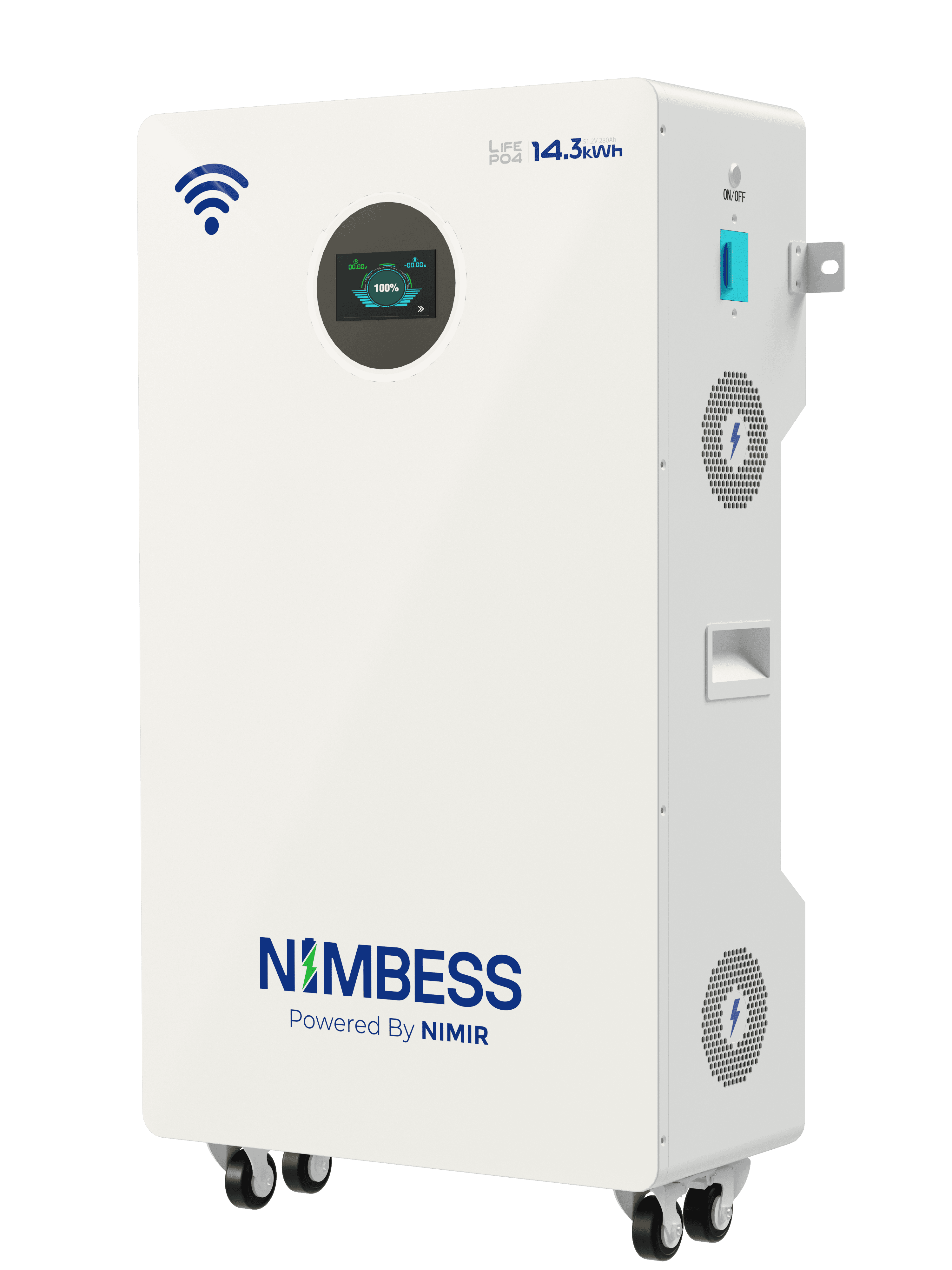 Nimbess LV 48V · 14.33 kWh — Three-quarter perspective.